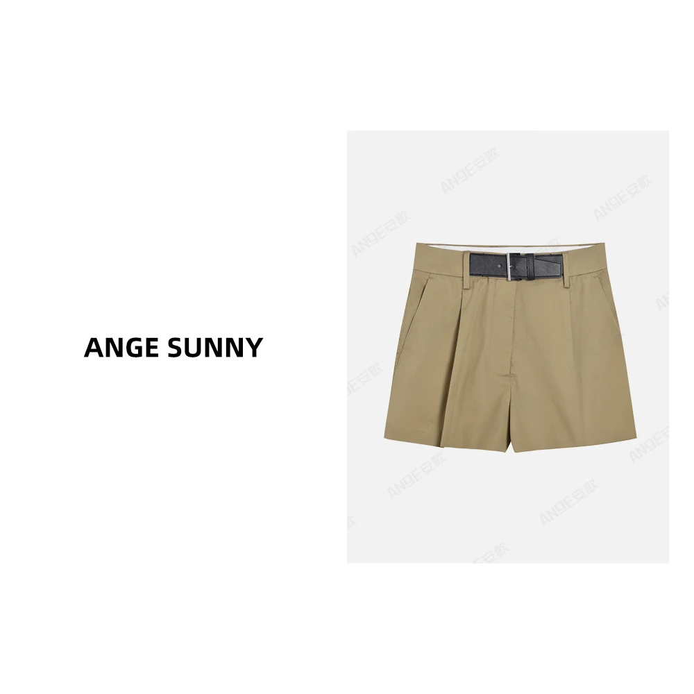 ANGE SUNNY【拉达腰带短裤】潮流纯色高腰宽松显瘦休闲裤时尚新款