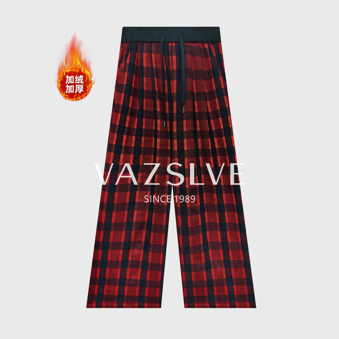 【VAZSLVE/全新奢品】捡漏秋冬经典加绒加厚格纹休闲裤KZ20599
