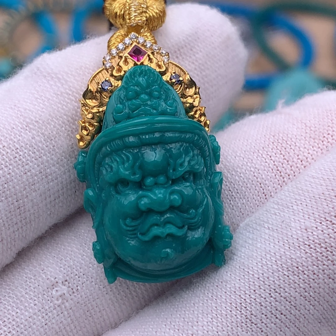 绿松石18K金镶嵌珠宝奇石