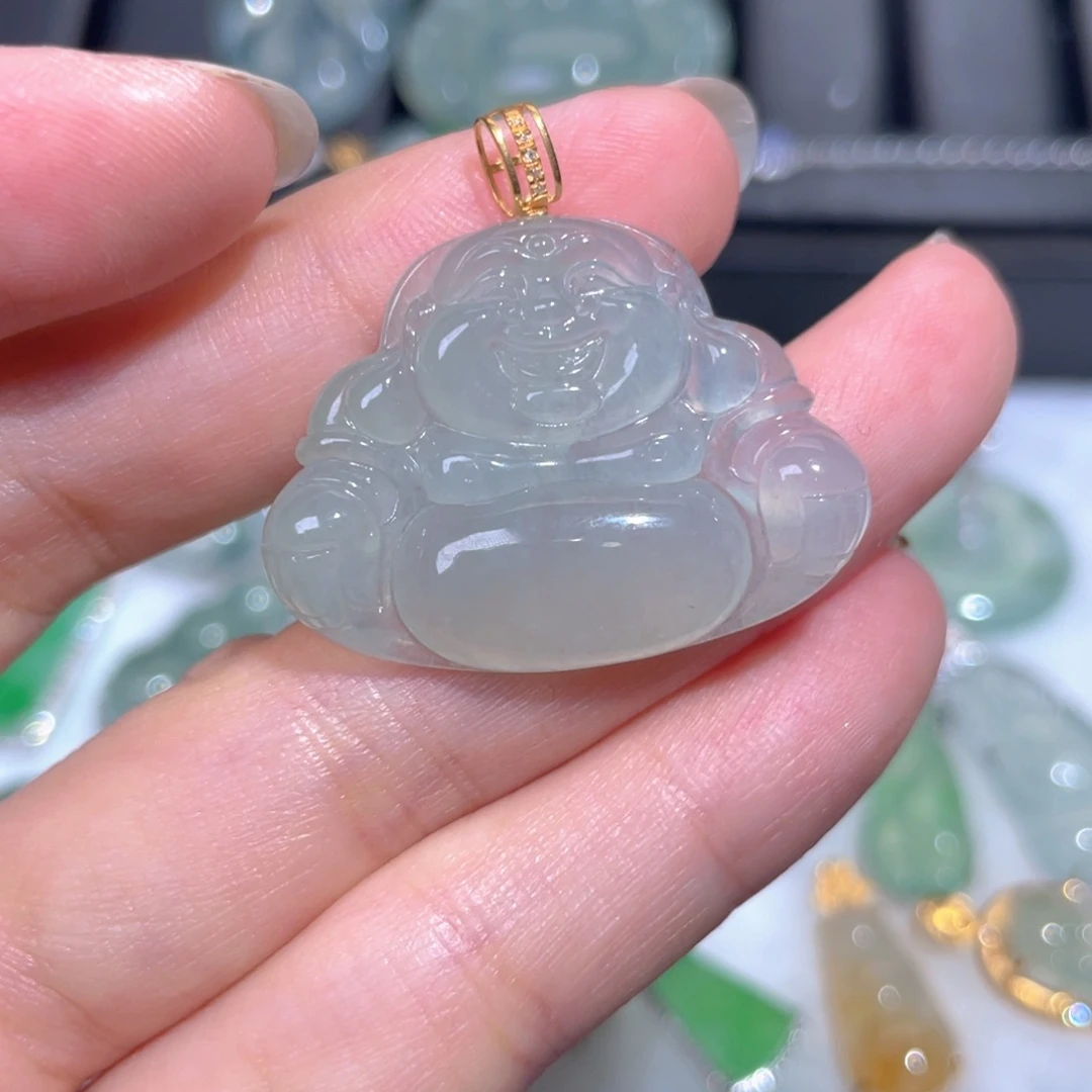 颈饰18K金镶嵌翡翠翡翠