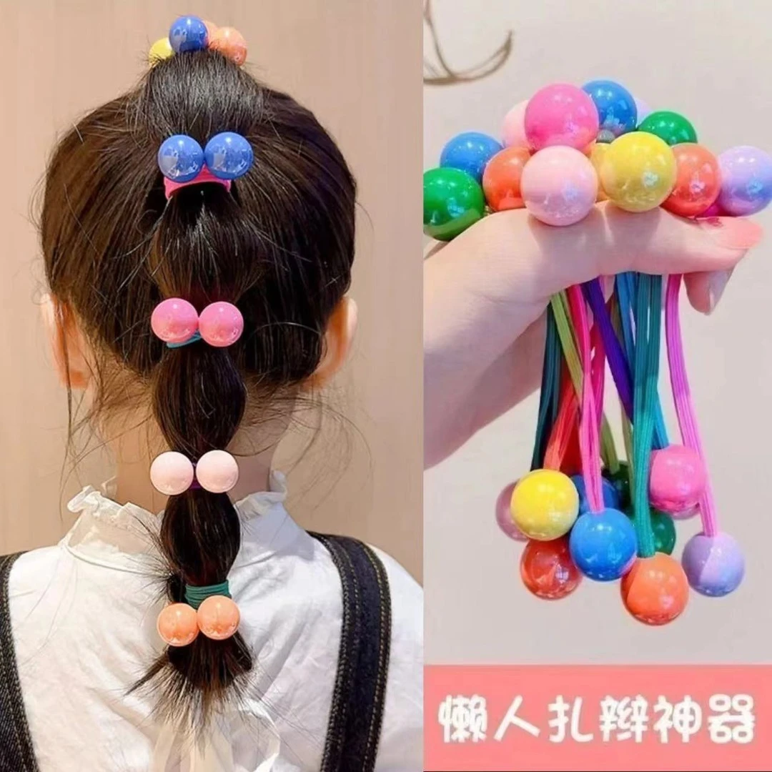 儿童秋季糖果色发圈双头绳皮筋发绳宝宝扎高马尾不伤发高弹力发饰