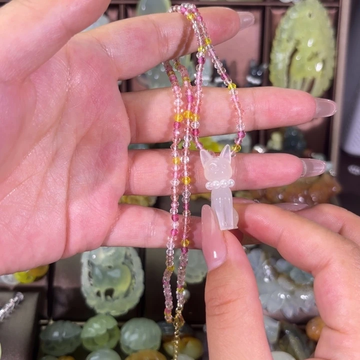 蛇纹石玉合金颈饰