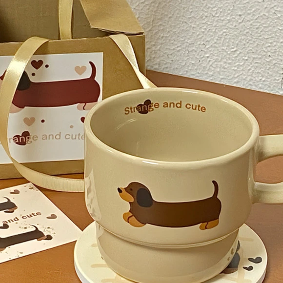 小米有品腊肠小狗堆叠杯礼盒陶瓷可爱卡通杯咖啡杯早餐杯饮用杯礼