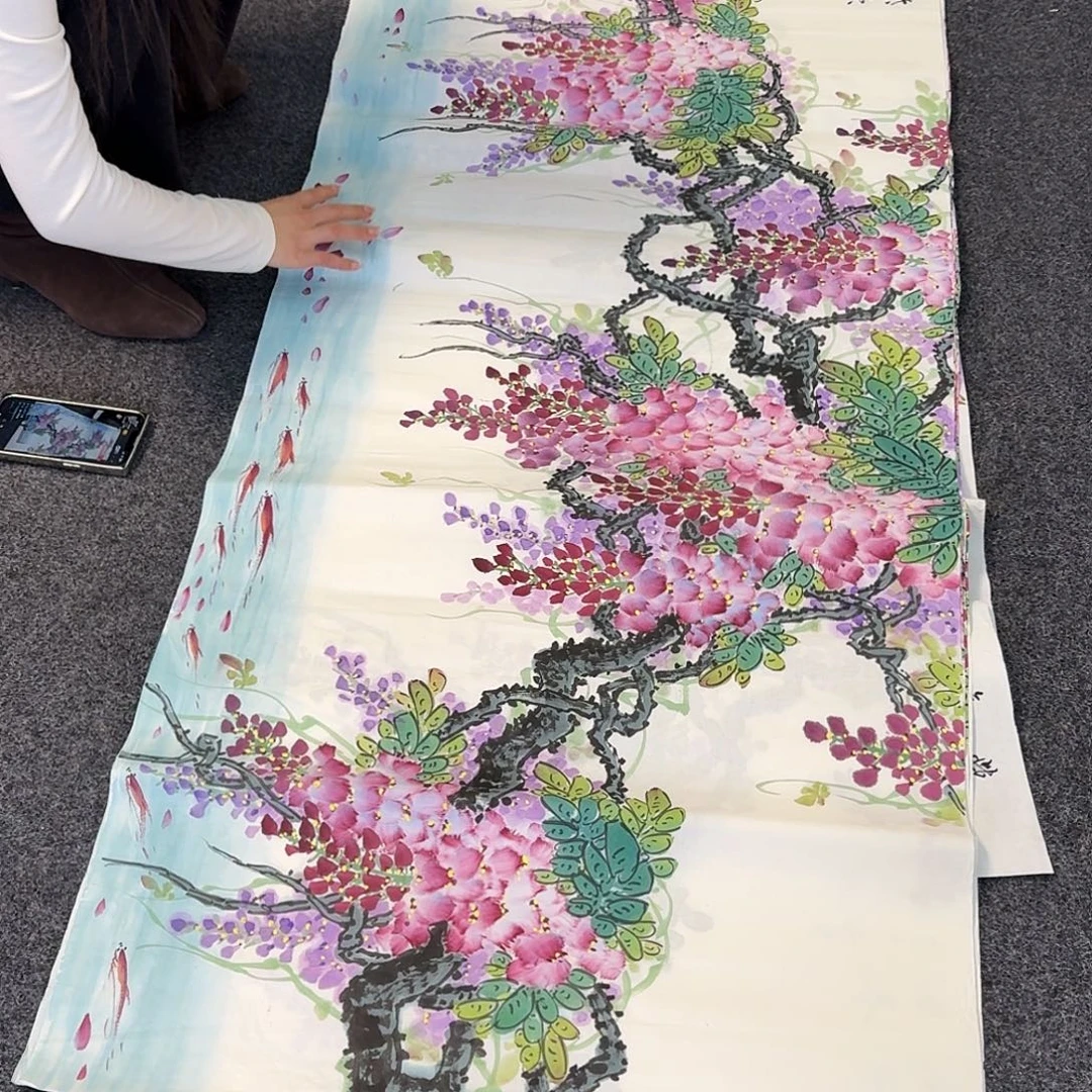 纯手绘国画作品好看小六尺