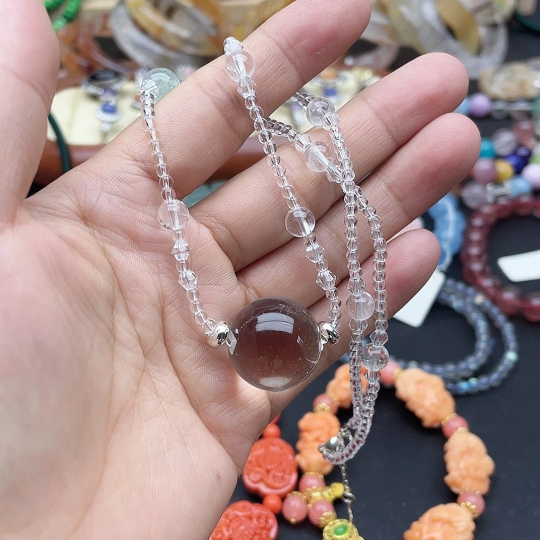 手链银S925镶嵌烟晶