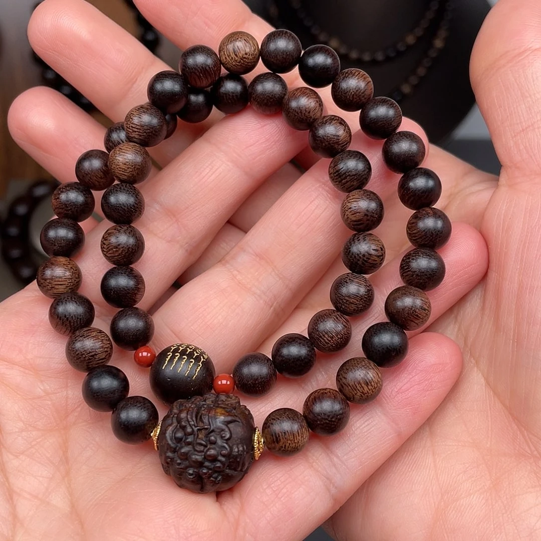 沉香手串越南富森土沉0.8玉化瘤疤