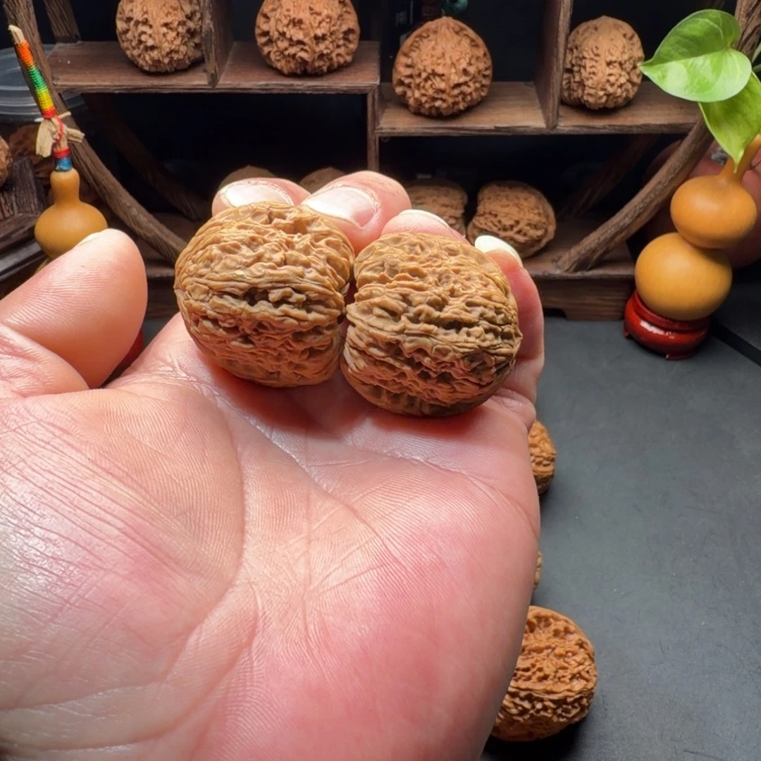 文玩核桃把件南疆石团子凹底蚂蚁拉丝尺寸35