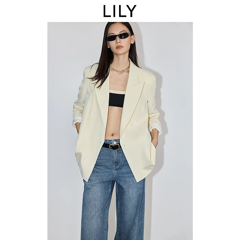 老钱西LILY2025春季宽松低领百搭通勤高级感西服外套125129C2929