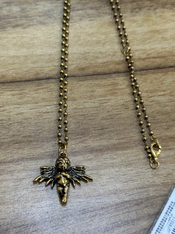 【周老板】足金黑金天使项链