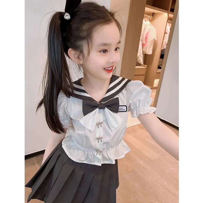 FAVMARTHA夏装女童套装2025新款夏季连衣裙子女孩洋气时髦儿童大