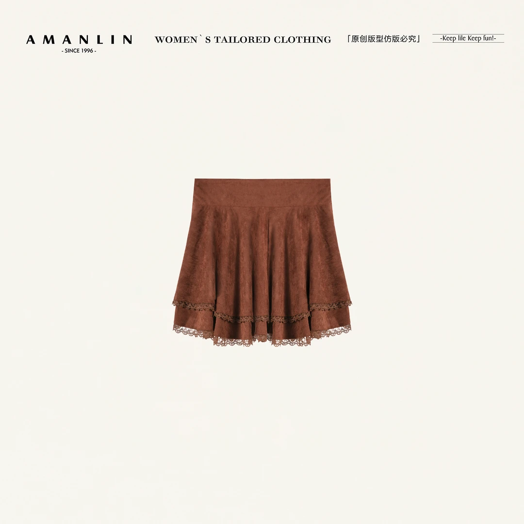 AMANLIN/阿谩琳琥珀流光蓬蓬半身裙a字秋包臀防走光短裙女Y599826