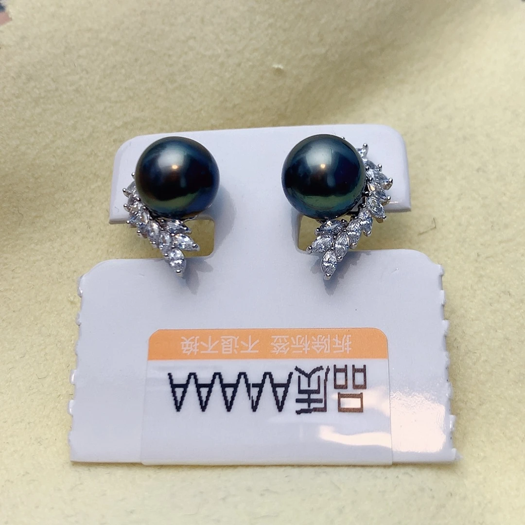 海水珍珠耳饰银S925镶嵌W48