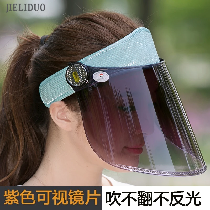 遮阳帽女防晒面罩遮全脸夏季空顶防紫外线骑车电动车吹不翻太阳帽