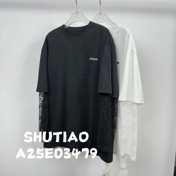 【SHUTIAO】2025夏季：新款小众设计款T恤A25E03479