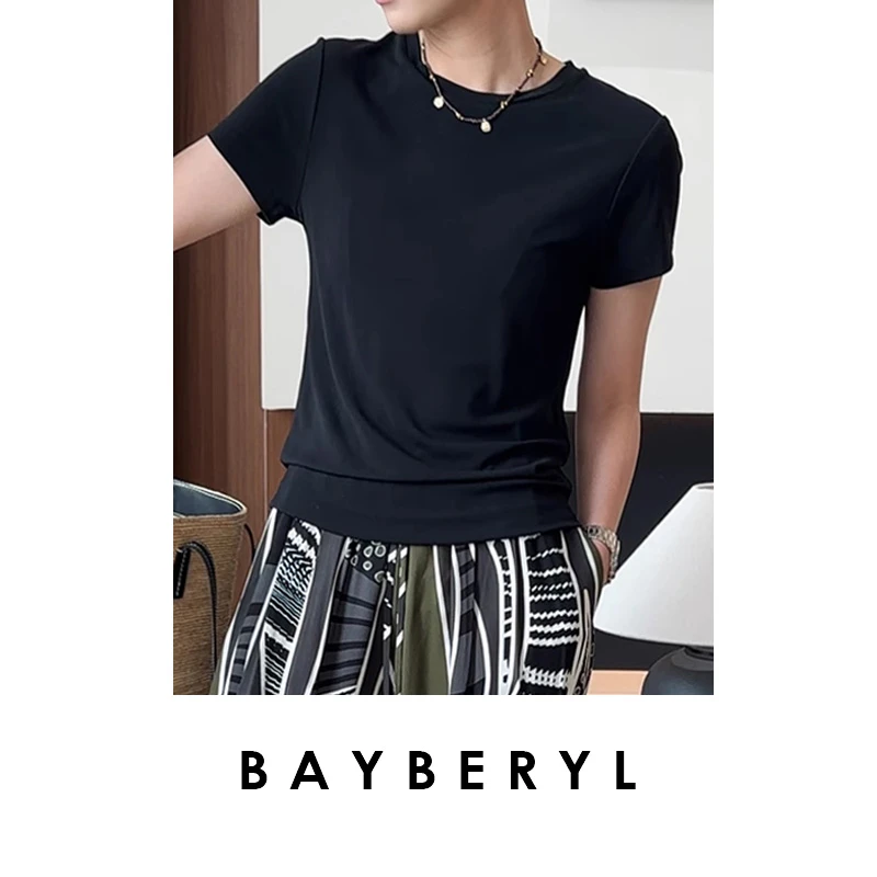 BAYBERYL老贝针织真丝T*强捻百搭春修身圆领短袖T恤NT5C2101-4/6