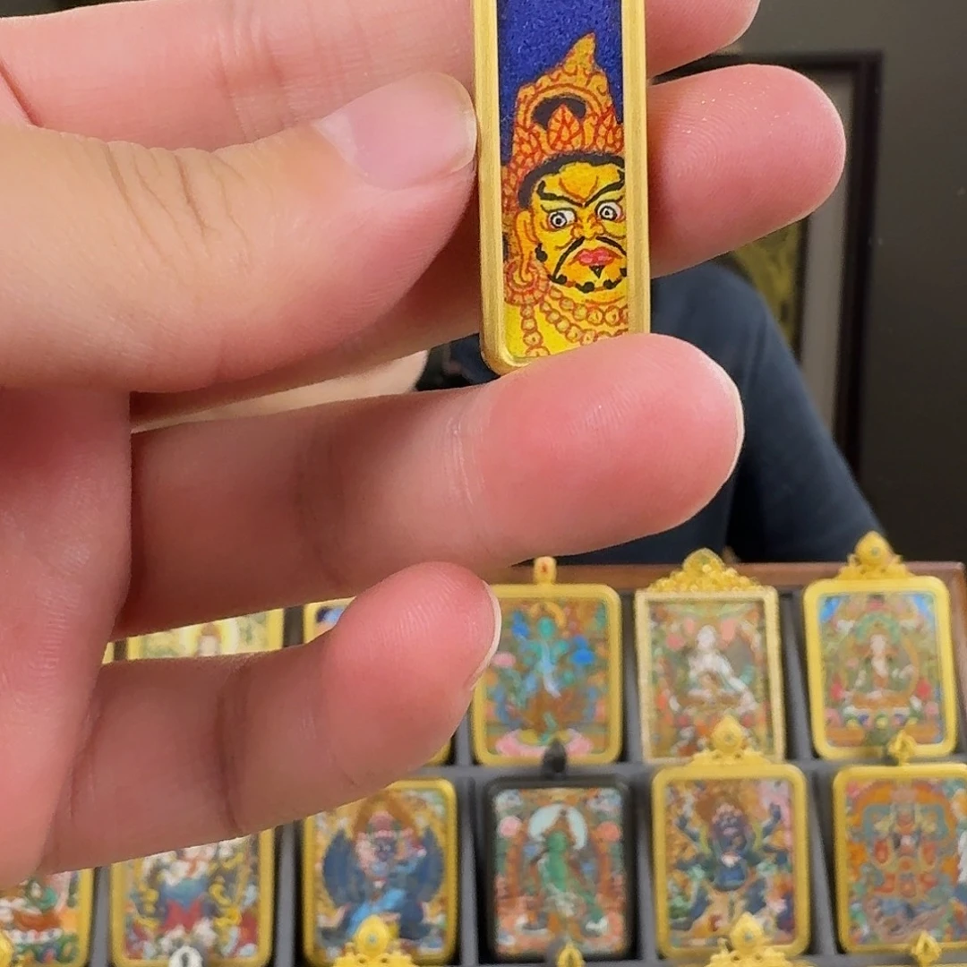 爱***贝吊坠纯手绘黄财神小金条唐卡
