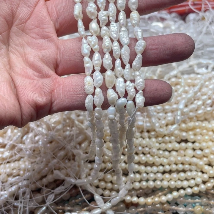 玛瑙/玉髓合金珠宝半成品一条巴洛克珍珠