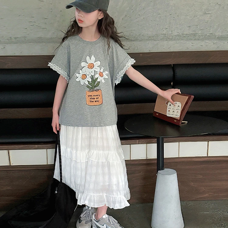 【芽梓制衣】夏款韩系套装女女童印花圆领休闲中大童-TZ25010