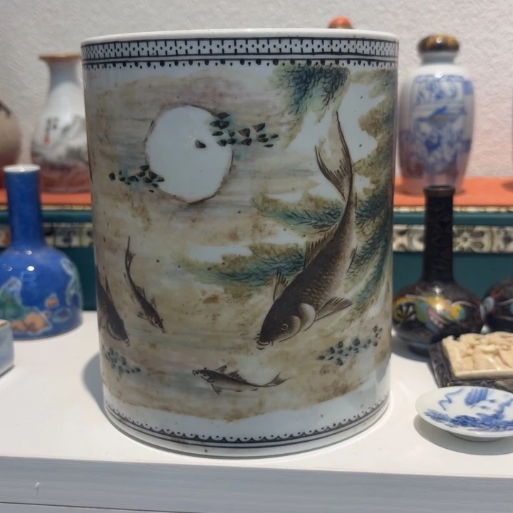 纯手工粉彩茶具摆件