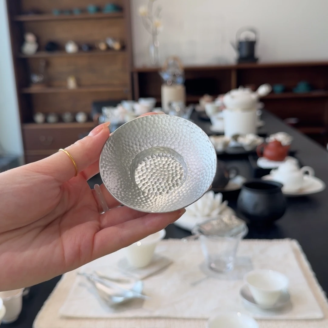 新品福利 锤纹锡杯托