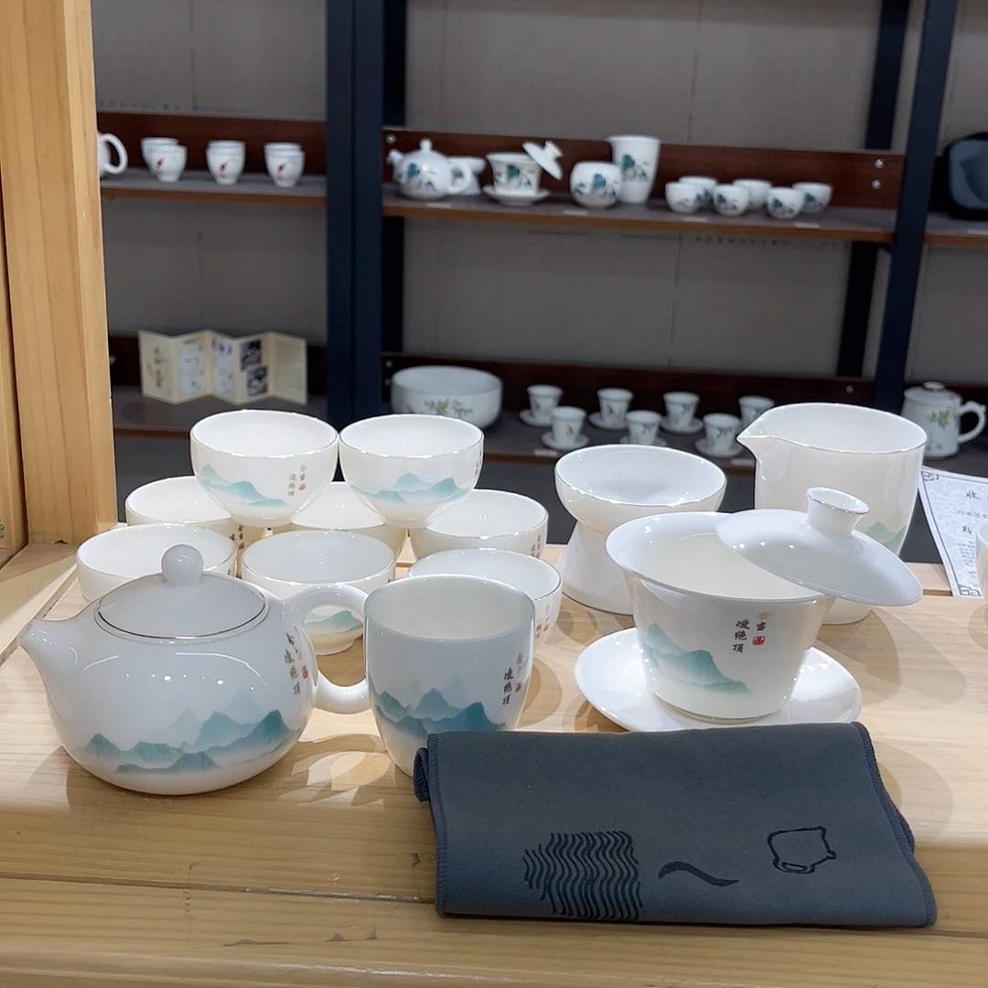 高端羊脂玉茶具套装