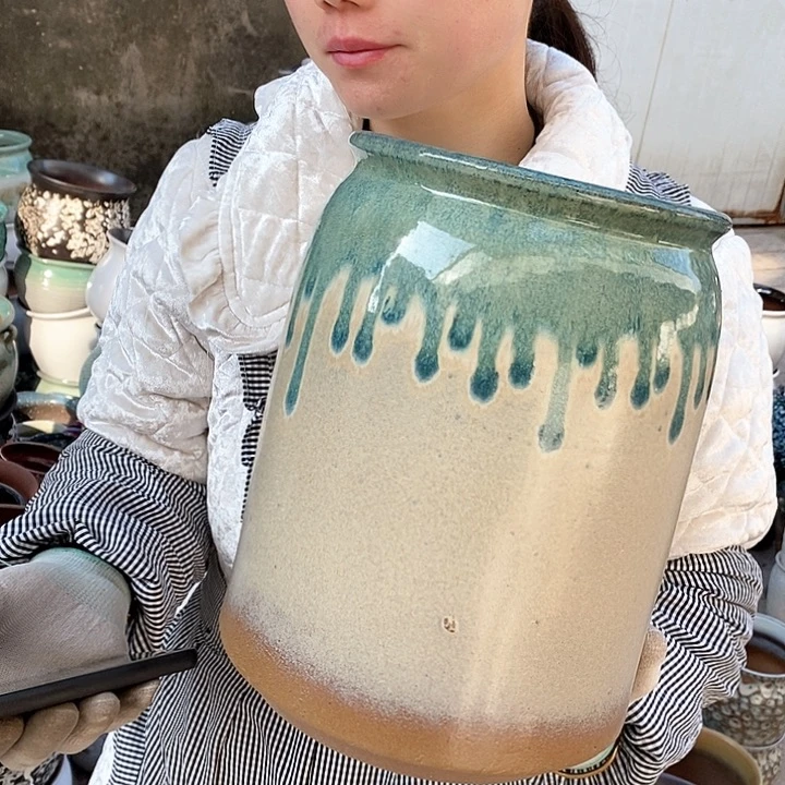 紫砂花盆瑕疵口17高26