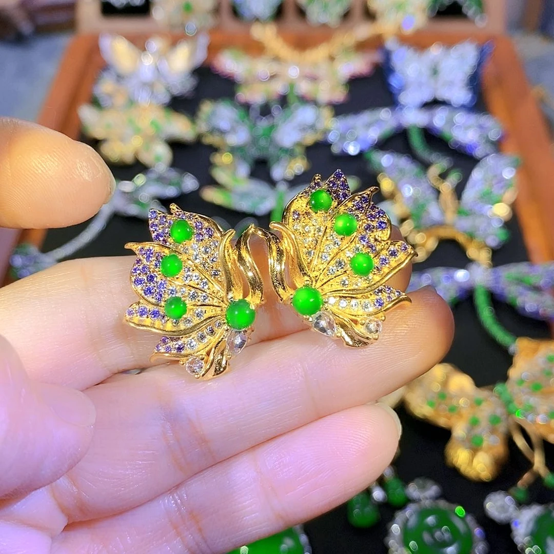 吊坠(不含链)银S925镶嵌翡翠