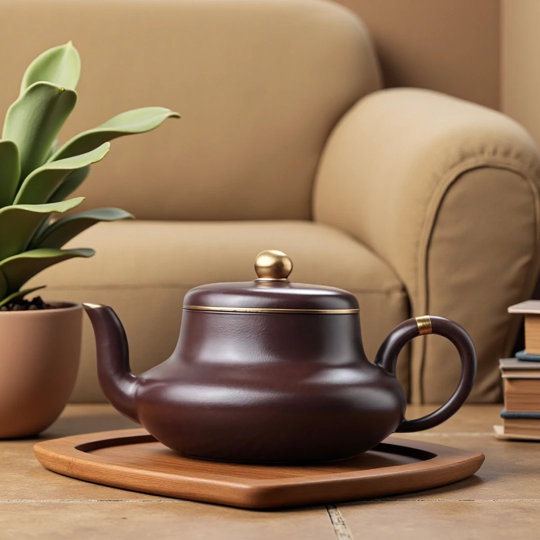 宜兴陶瓷原矿紫砂泡茶壶全手工工夫赤龙血砂描金君德170CC家用