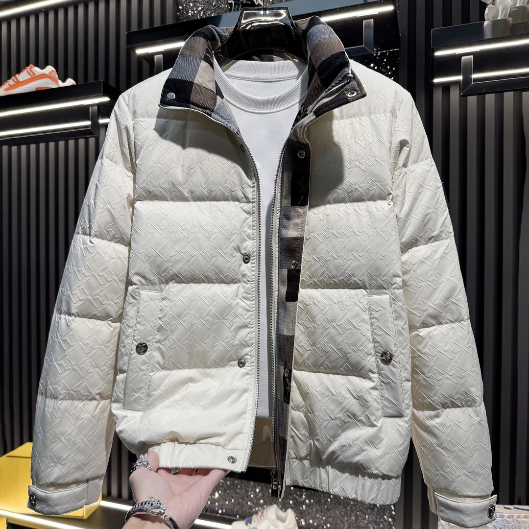 利尼科比利男高端立领羽绒服2025新款冬季潮牌时尚保暖白鸭绒外套