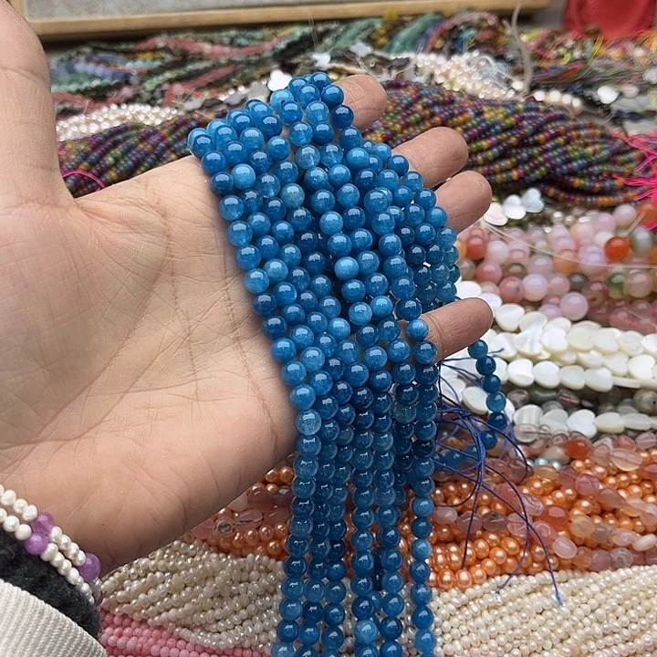 玛瑙/玉髓珠宝半成品未镶嵌一条6mm蓝晶石