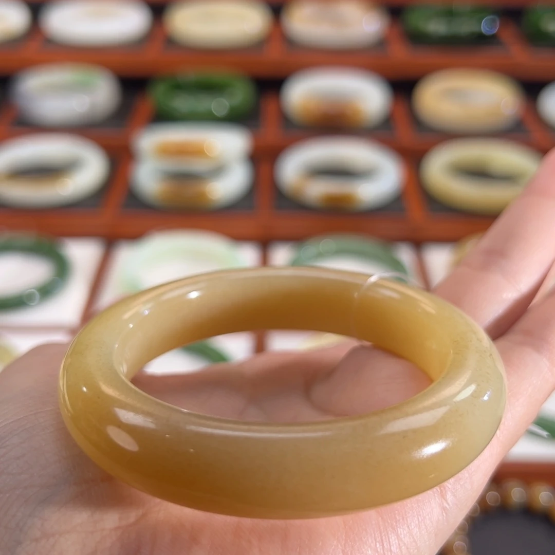 和田玉（糖玉）未镶嵌手镯暖金桔糖