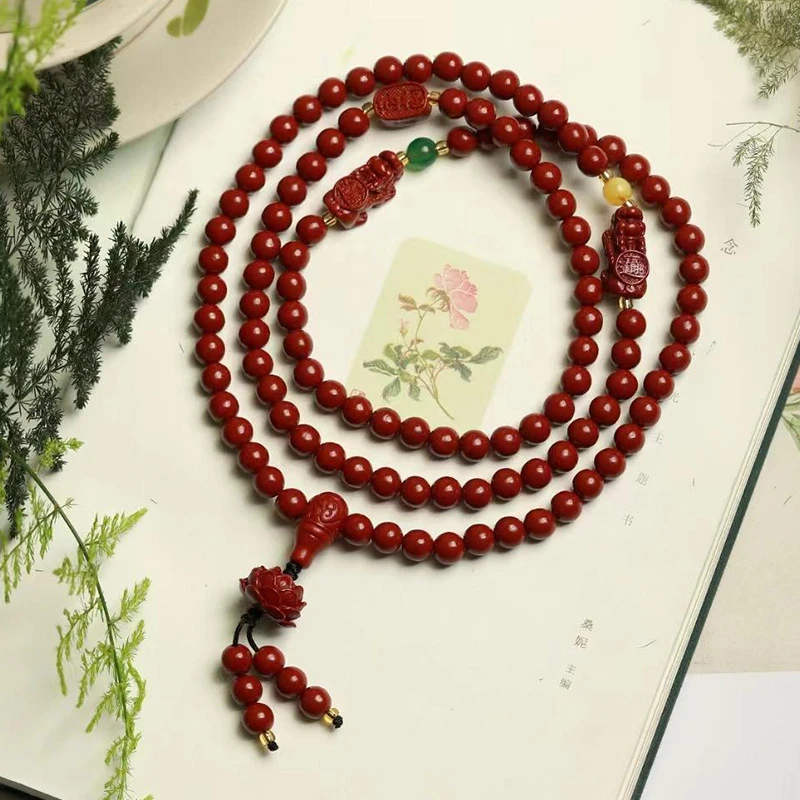 非金属珐琅手链 手链正品莲花手串保护身体女款108颗珠砂手链