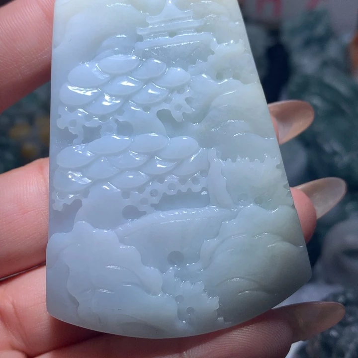 翡翠未镶嵌颈饰保真天然A货翡翠