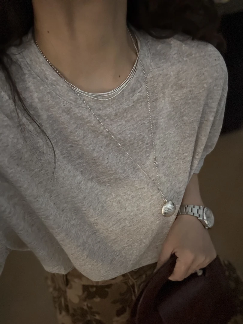 定制款慵懒风圆领宽松休闲大版短袖体恤