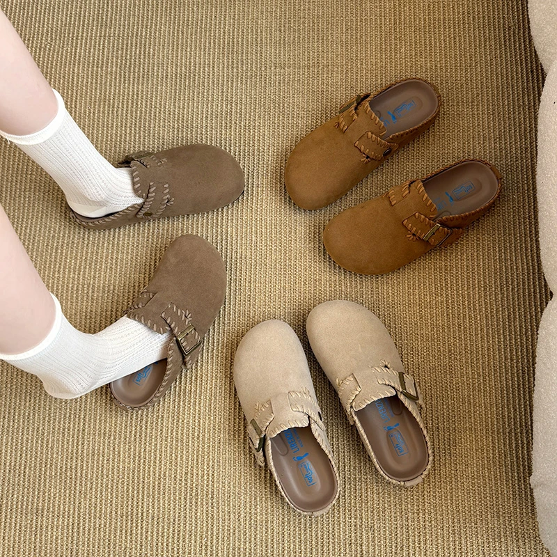 勃肯拖鞋女外穿2025年春季新款厚底包头半拖鞋软底一脚蹬懒人拖鞋