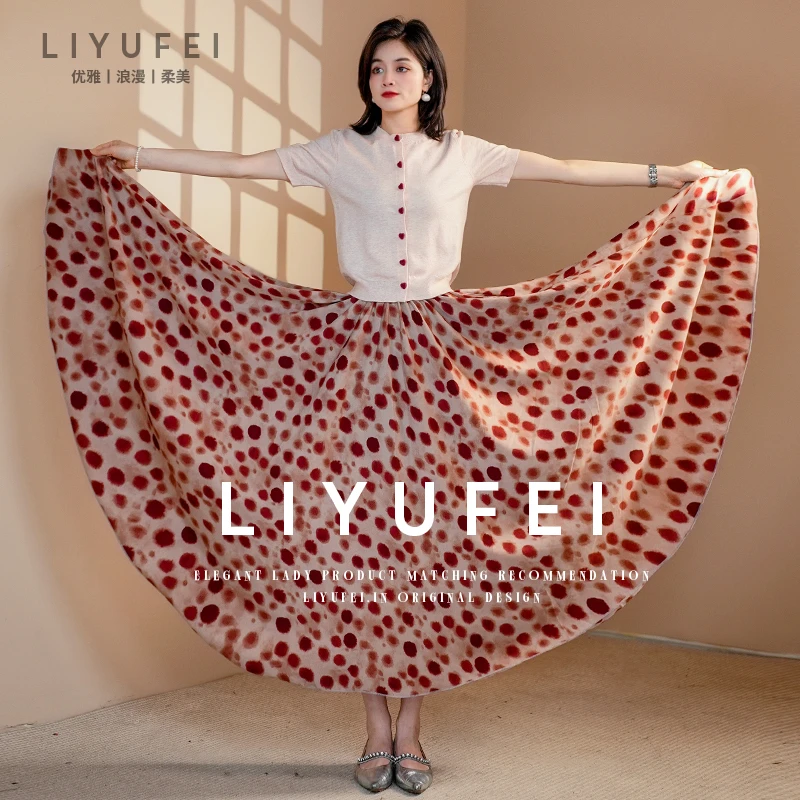 【一裙三穿】红色波点印花半身裙春夏2025新款大摆显瘦a字半身长裙