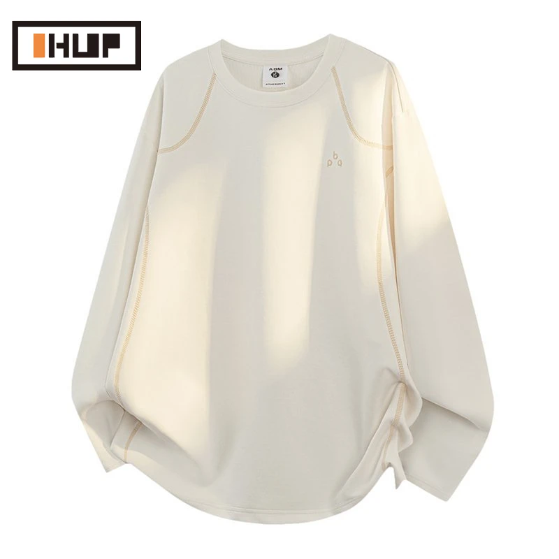 OHUP早秋美式cleanfit大码长袖2025印花情侣上衣男春秋圆领卫衣女