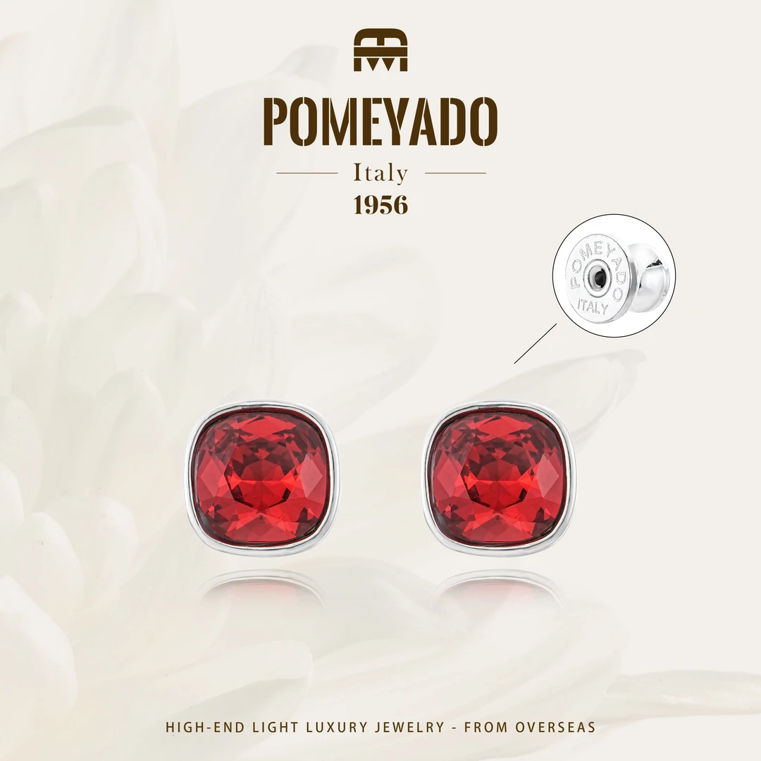 【酒心黑巧】Pomeyado时尚百搭酒红色方包耳钉F2603