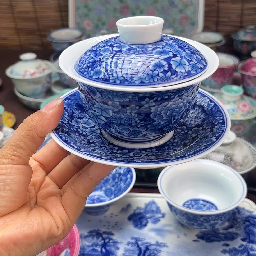 景德镇陶瓷三才盖碗