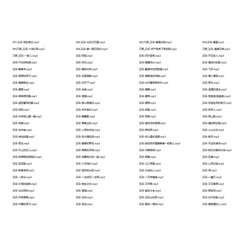 云朵U盘出道至今精选100首歌音乐无损高音质汽车载流行歌曲优盘