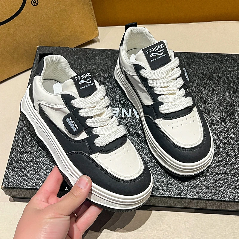 爆款小白鞋女2025春秋新款百搭松糕厚底板鞋时尚休闲运动鞋P6022