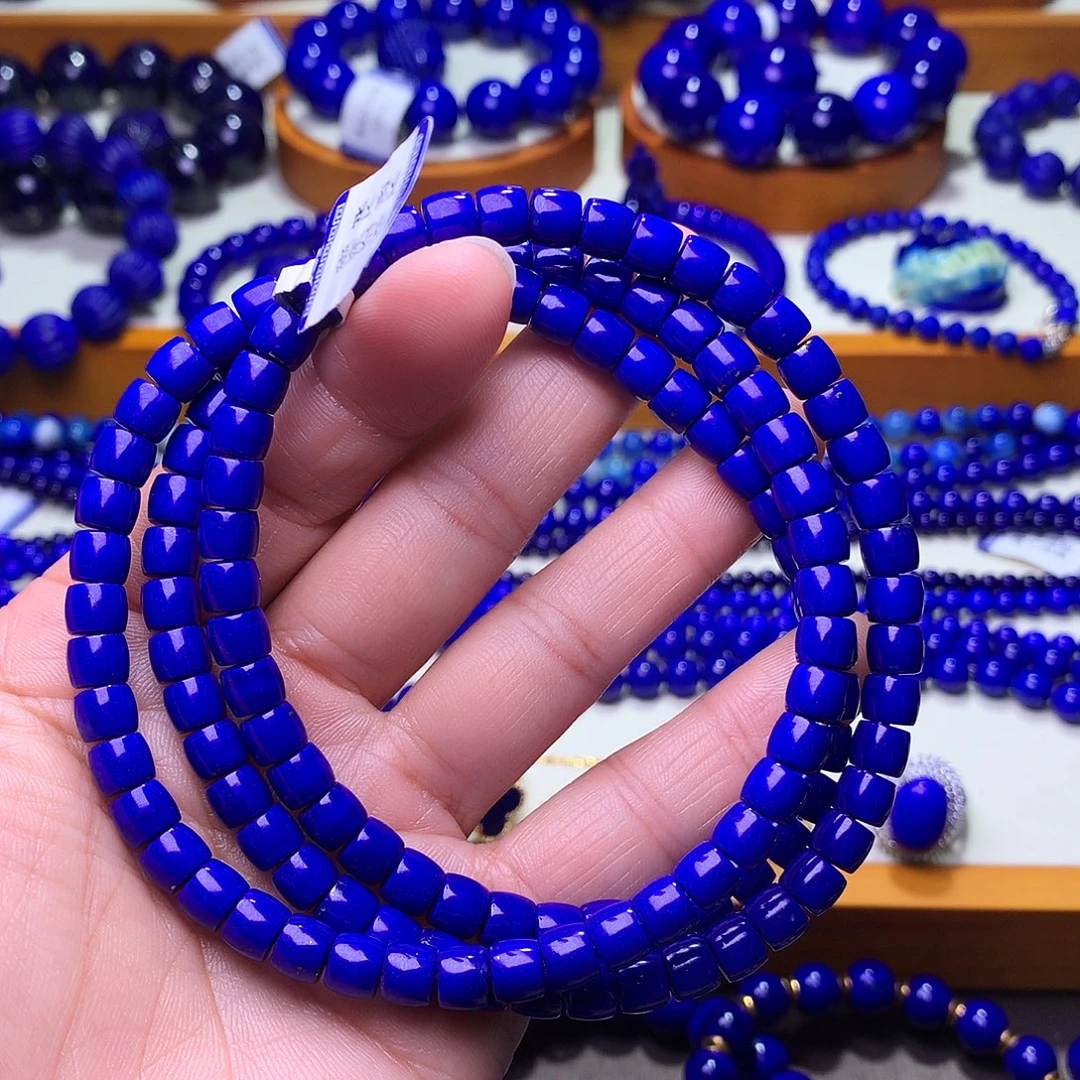 青金石未镶嵌手串6.5m收藏级老货捡漏款直切108佛珠53