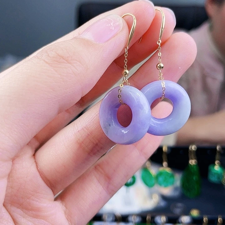 翡翠耳饰18K金镶嵌饰品