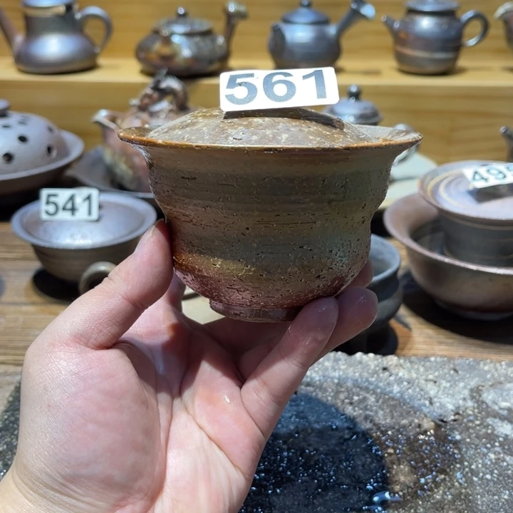 手工制作柴烧盖碗微瑕561