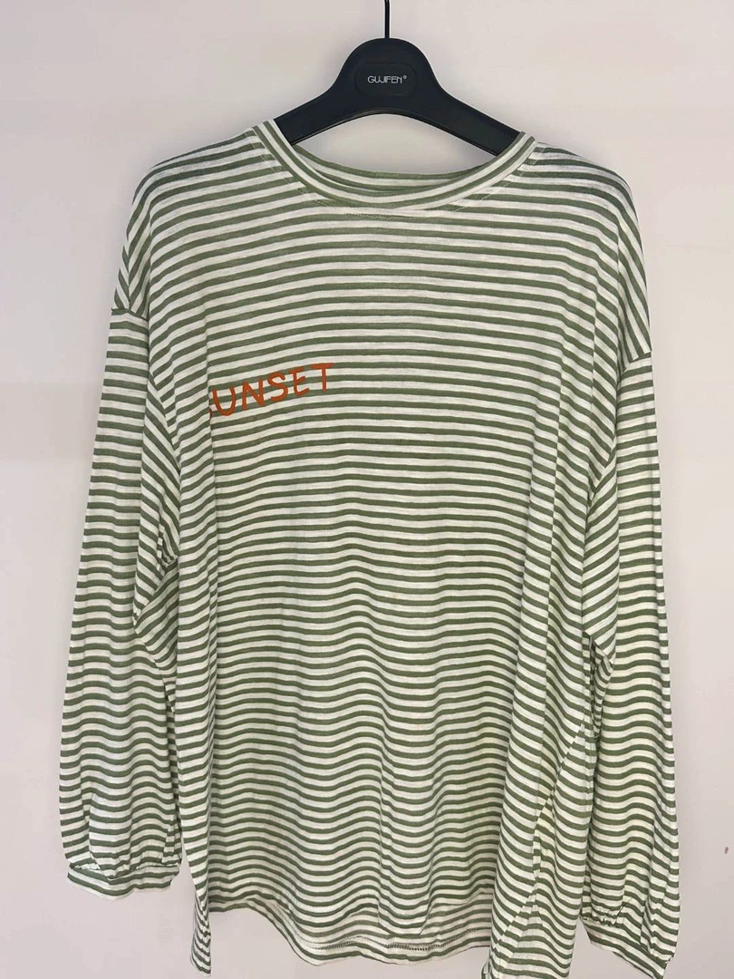 GU JIFEN｜时尚百搭字母条纹T恤 8506
