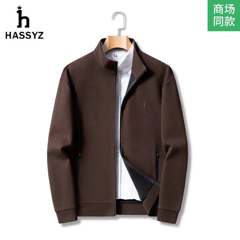 【品牌现货撤柜】HASSYZ春季夹克男士休闲百搭立领商务德绒外套