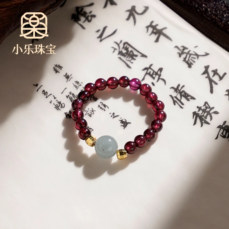 天然石榴石轻奢女士戒指翡翠弹力绳气质戒圈多样性发一-Y0882