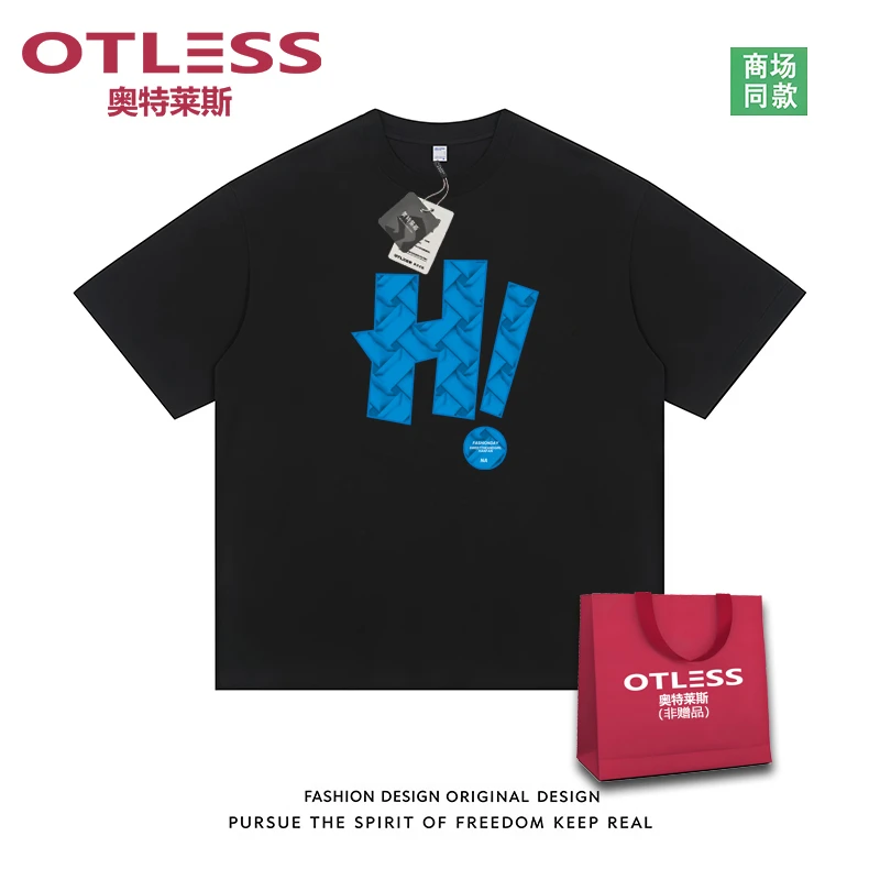 OTLESS/奥特莱斯官方正品夏季新款纯棉重磅宽松圆领短袖T恤男女款
