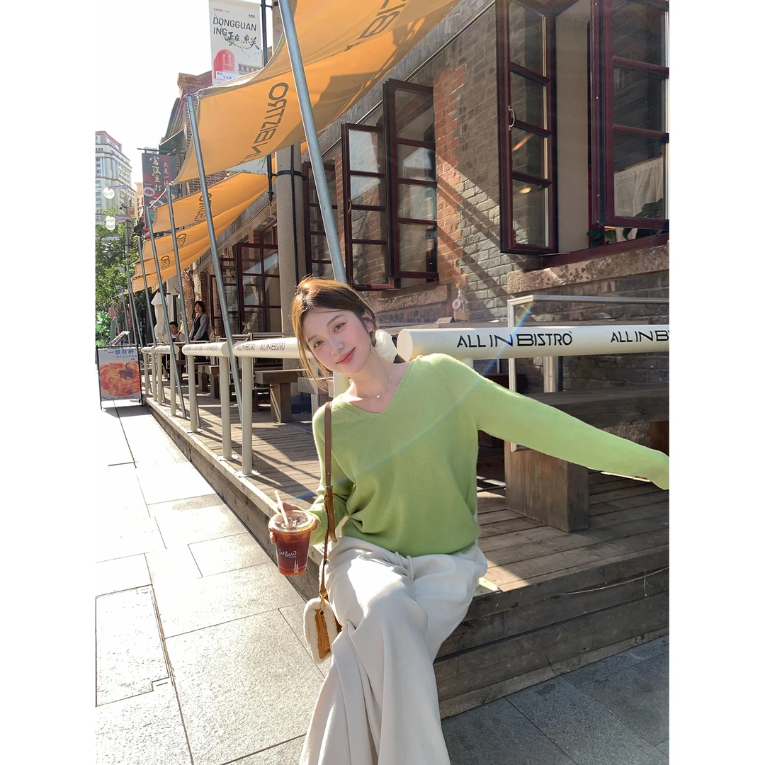 陳文文xenl【牛油果奶昔】新款韩系温柔简约显白全羊毛连帽毛衣0146