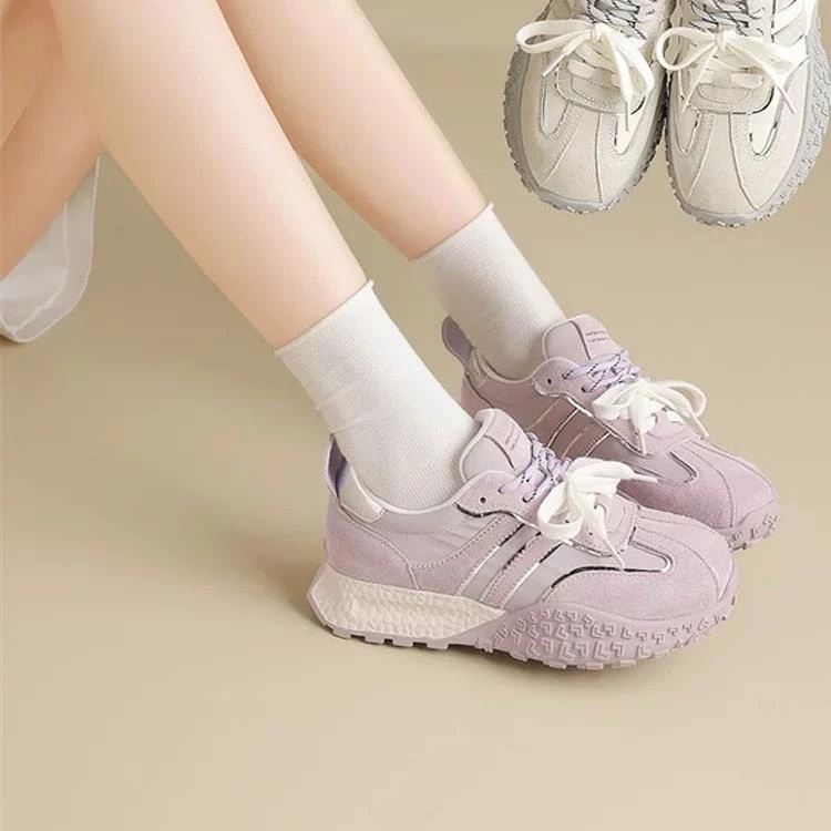 【紫罗兰】德训鞋女2025春季新款小个子内增高休闲运动阿甘鞋256-1
